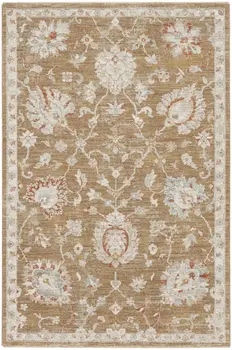 4' X 6' Brown Floral Power Loom Distressed Area Rug
