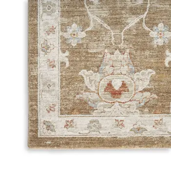 4' X 6' Brown Floral Power Loom Distressed Area Rug