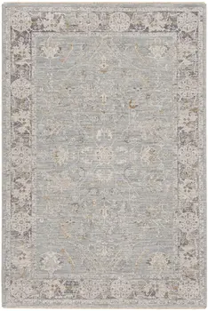 5' X 8' Blue Floral Power Loom Distressed Area Rug