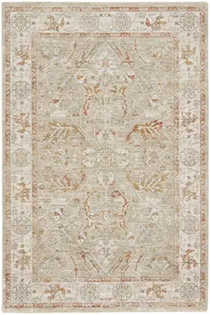 5' X 8' Green Floral Power Loom Distressed Area Rug