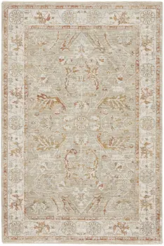 5' X 8' Green Floral Power Loom Distressed Area Rug