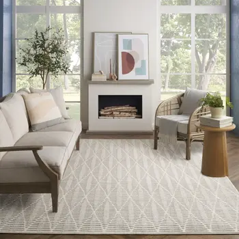 8' X 10' Beige Geometric Area Rug