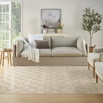 8' X 10' Beige Geometric Area Rug