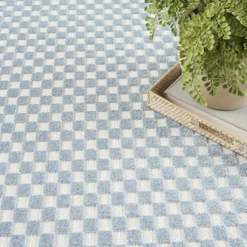 8' X 10' Blue Geometric Area Rug
