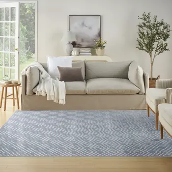 8' X 10' Blue Geometric Area Rug