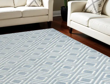 8' X 10' Blue Geometric Area Rug