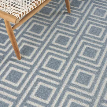 8' X 10' Blue Geometric Area Rug