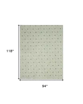 8' X 10' Green Geometric Area Rug