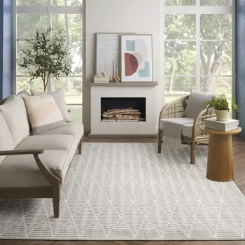 8' X 10' Ivory Geometric Area Rug