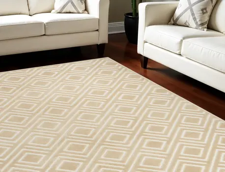 8' X 10' Tan Geometric Area Rug