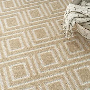 8' X 10' Tan Geometric Area Rug