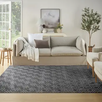 9' X 12' Gray Geometric Area Rug