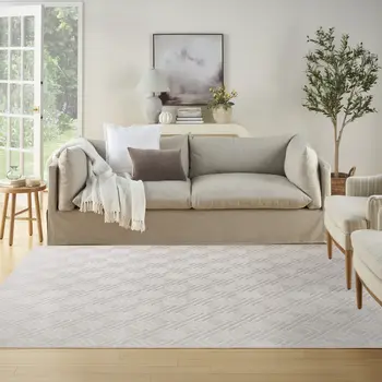 9' X 12' Ivory Geometric Area Rug