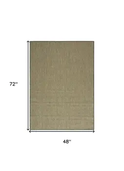 4' X 6' Green And Taupe Geometric Indoor Outdoor Area Rug