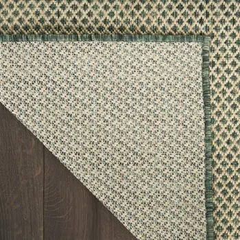 4' X 6' Green And Taupe Geometric Indoor Outdoor Area Rug