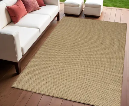 4' X 6' Tan And Brown Geometric Indoor Outdoor Area Rug
