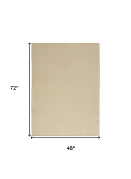 4' X 6' Natural And Ivory Geometric Indoor Outdoor Area Rug