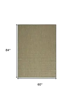 5' X 7' Green And Taupe Geometric Indoor Outdoor Area Rug