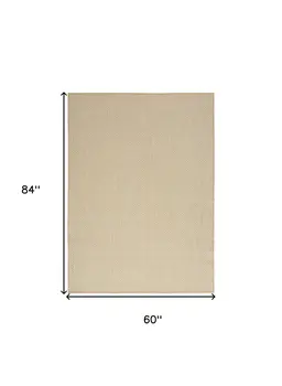 5' X 7' Natural And Ivory Geometric Indoor Outdoor Area Rug