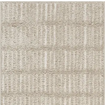10' Ivory and Gray Geometric Runner Rug