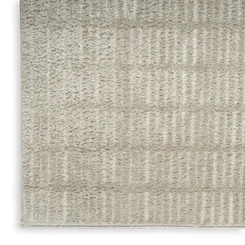 10' Ivory and Gray Geometric Runner Rug