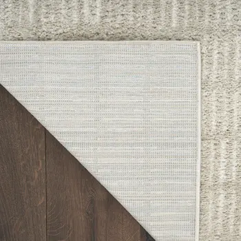 10' Ivory and Gray Geometric Runner Rug
