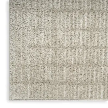 10' Ivory and Gray Geometric Runner Rug