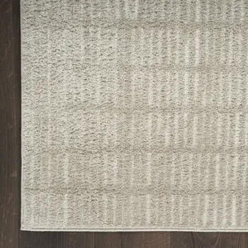 10' Ivory and Gray Geometric Runner Rug