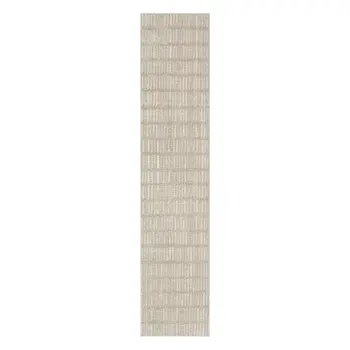 10' Ivory and Gray Geometric Runner Rug