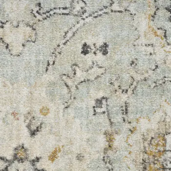 10' Ivory and Gray Geometric Runner Rug
