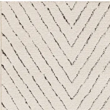 10' Ivory and Black Geometric Runner Rug