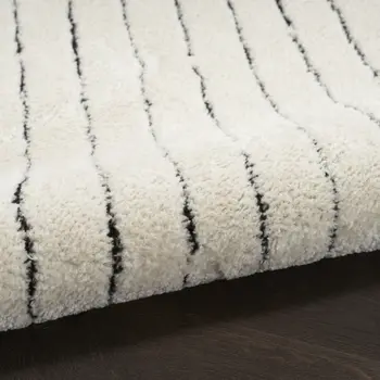 10' Ivory and Black Geometric Runner Rug
