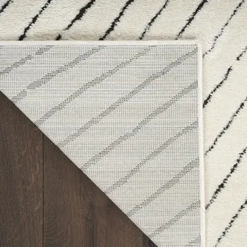10' Ivory and Black Geometric Runner Rug