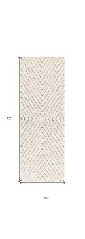 6' Ivory and Black Geometric Runner Rug