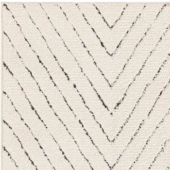 6' Ivory and Black Geometric Runner Rug