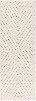 6' Ivory and Black Geometric Runner Rug