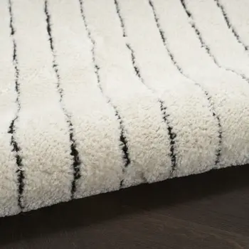 6' Ivory and Black Geometric Runner Rug