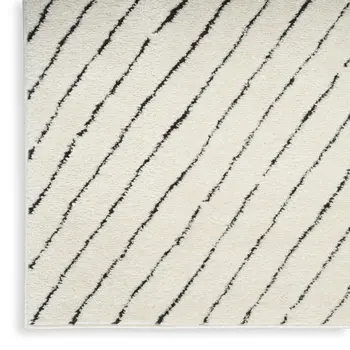 6' Ivory and Black Geometric Runner Rug