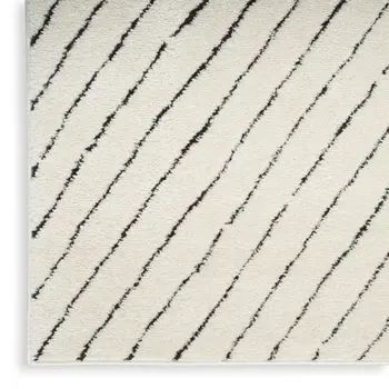 6' Ivory and Black Geometric Runner Rug