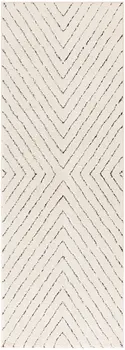 6' Ivory and Black Geometric Runner Rug