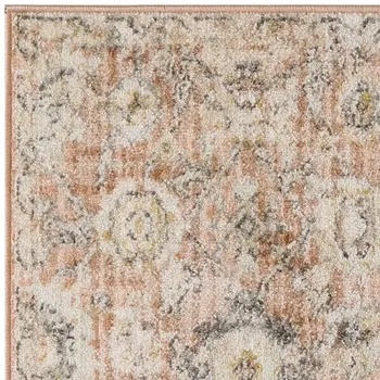 6' Ivory and Gray Geometric Runner Rug