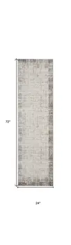 6' Ivory and Gray Abstract Runner Rug