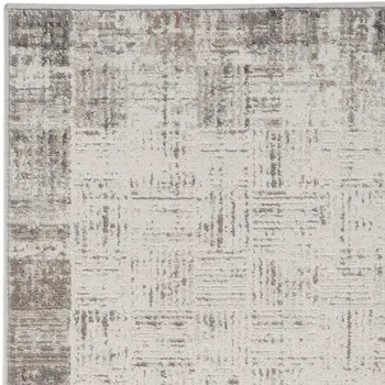6' Ivory and Gray Abstract Runner Rug