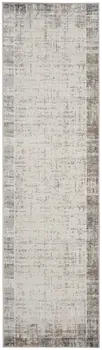 8' Ivory and Gray Abstract Runner Rug