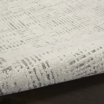 8' Ivory and Gray Abstract Runner Rug