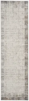 8' Ivory and Gray Abstract Runner Rug