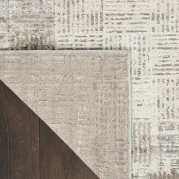 8' Ivory and Gray Abstract Runner Rug