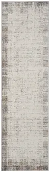 8' Ivory and Gray Abstract Runner Rug