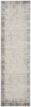 8' Ivory and Gray Abstract Runner Rug
