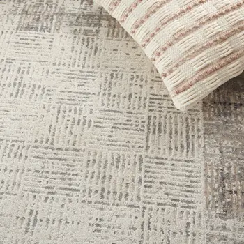 5' X 7' Ivory and Gray Abstract Area Rug